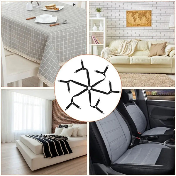 12 Clips Adjustable Elastic Bed Sheet Holder Mattress Clip Fasteners Cover Blankets Non-Slip Fixing Strap Grippers